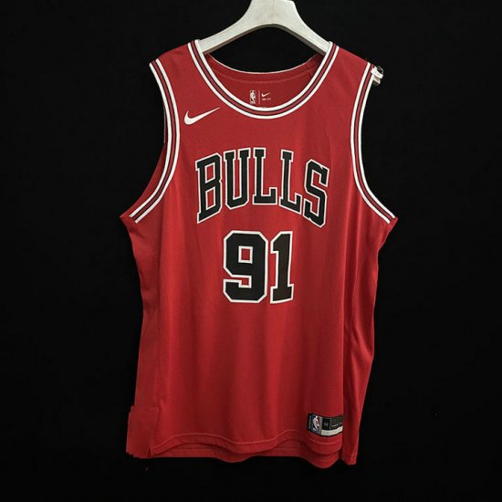 Chicago Bulls Jersey Dennis Rodman 91 Red player version